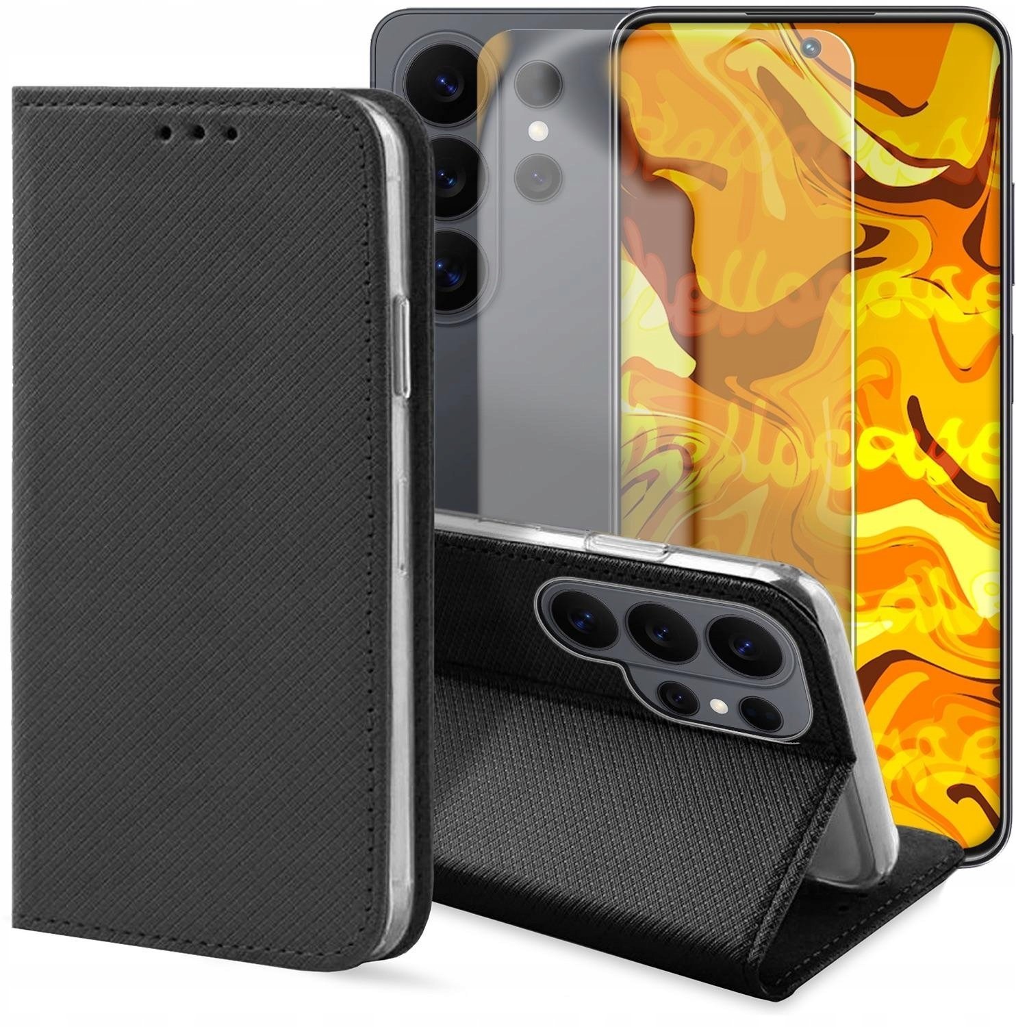 Hello Case Etui z Klapką Do Samsung Galaxy S26 Ultra Czarne, Zamykane, Case Szkło