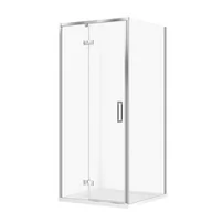 Kabiny prysznicowe - Kabina Prysznicowa Cersanit Larga 90X90X195 kwadratowa lewa transparentny brodzik Tako 4 cm Biały S601-341 - miniaturka - grafika 1