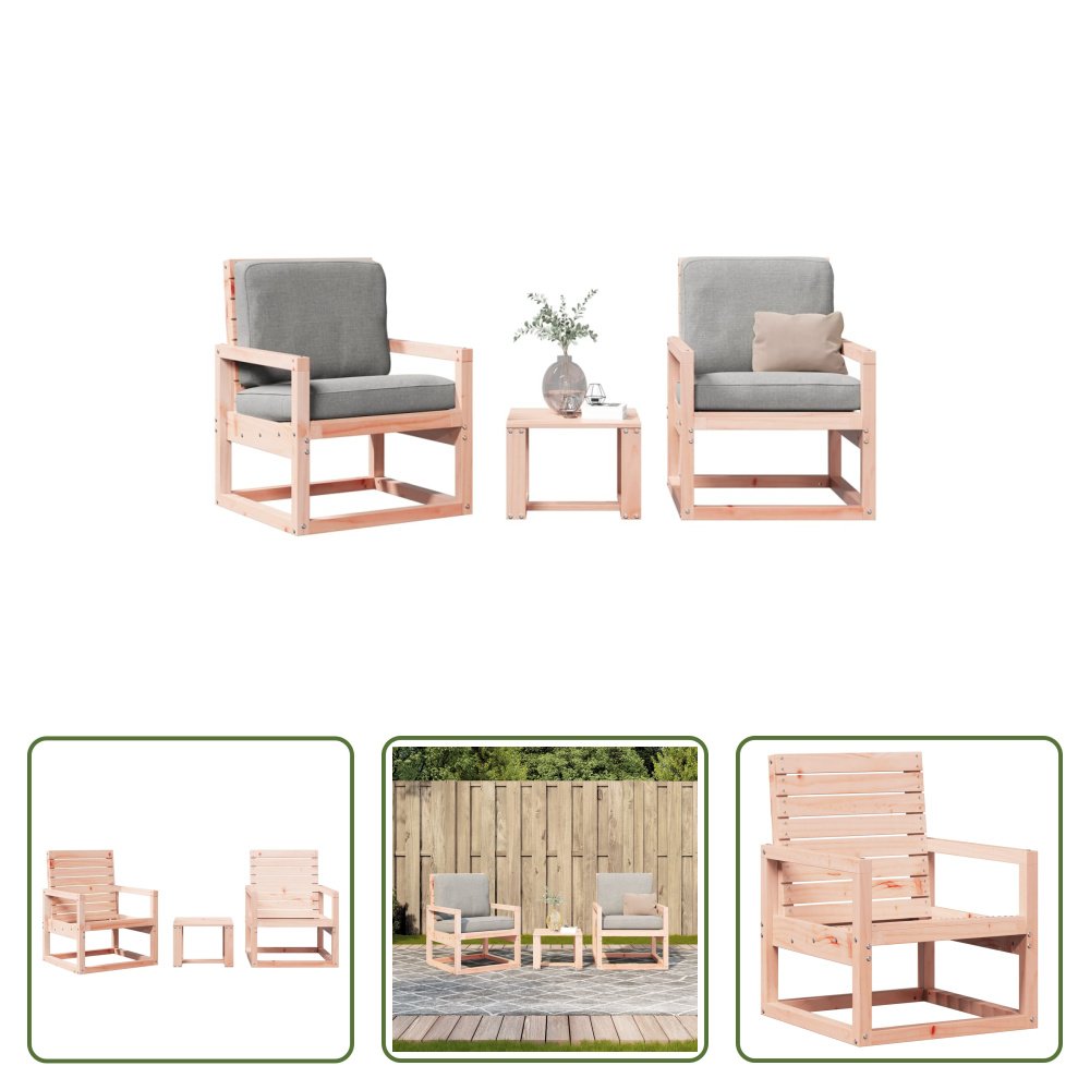 The Living Store 3-pc. Zestaw wypoczynkowy do ogrodu z litego drewna daglezji