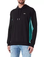 Bluzy męskie - FILA Męska bluza z kapturem Blankaholm, czarno-beryl zielona, L, Czarny, zielony, L - miniaturka - grafika 1