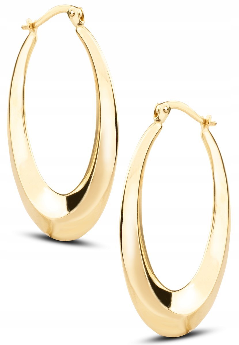 PIĘKNE ZŁOTE KLASYCZNE WISZĄCE KOLCZYKI OWALNE NA ZATRZASK CHIARA 14KT 585