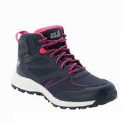 Buty dla dziewczynek - Buty dziecięce Jack Wolfskin WOODLAND TEXAPORE MID K night blue / pink - 33 - miniaturka - grafika 1