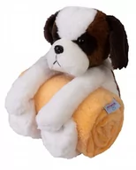 Koce i narzuty dla dzieci - Pomarańczowy kocyk z maskotką 85x100 Piesek Carol BabyMatex - miniaturka - grafika 1