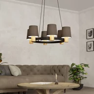 Lampy sufitowe - Żyrandol Edale, 6x klosz cappuccino, okrągły - miniaturka - grafika 1