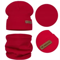 Czapki damskie - WIOSENNY DZIECIĘCY KOMPLET CZAPKA KOMIN BAWEŁNA PODWÓJNY MATERIAŁ CZERWONY - miniaturka - grafika 1