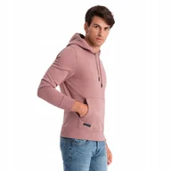 Bluzy męskie - Bluza męska bawełniana z kapturem BASIC ciemnoróżowa V4 OM-SSBN-0161 L - miniaturka - grafika 1