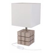 Lampy stojące - Beżowa lampka nocna kostka z abażurem - S230-Revila - miniaturka - grafika 1