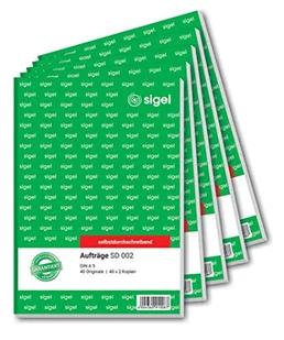 SIGEL SD002/5 zeszyt na dokumenty A5, 3 x 40 arkuszy, samokopiujący, 5 sztuk - Kalki - miniaturka - grafika 1