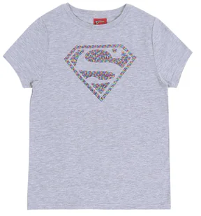 Szara koszulka, t-shirt z cekinami Superman M - Koszulki i topy damskie - miniaturka - grafika 1