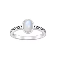 Pierścionki - Srebrny pierścionek z Kamieniem Księżycowym - Europa 17, US 8 - miniaturka - grafika 1