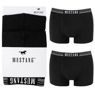 Majtki męskie - MUSTANG Bokserki Męskie Bawełniane BM1051 2sztuki Czarne Rozmiar 2XL - miniaturka - grafika 1