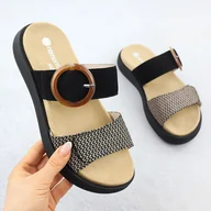 Klapki i japonki damskie - Klapki damskie na rzepy czarne Rieker Remonte D2N51-03 - miniaturka - grafika 1