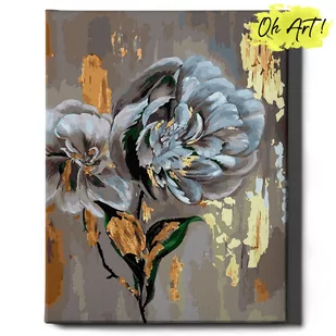 Malowanie Po Numerach ze złotą błyszczącą farbą 40x50 cm / Piękne kwiaty / obraz na ramie / Oh Art! - Malowanie po numerach - miniaturka - grafika 1