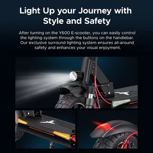 ENGWE Y600 Electric Scooter, 600W Motor, 48V 18.2Ah Battery, 10*4-inch Fat Tires, 25km/h Max Speed, 70km Range, Mechanical Disc - Hulajnogi elektryczne - miniaturka - grafika 9