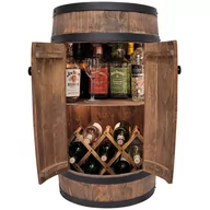 Pozostałe akcesoria barmańskie - Barek Beczka Drewniana Z Drzwiami, Półką I Rozkładanym Leżakiem Na Butelki Z Winem Led Wenge - miniaturka - grafika 1