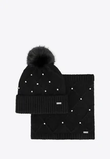 Komplet damski zimowy – czapka i komin w kryształki czarny - Czapki damskie Komplet damski zimowy – czapka i komin w kryształki czarny - Czapki damskie - miniaturka - grafika 1