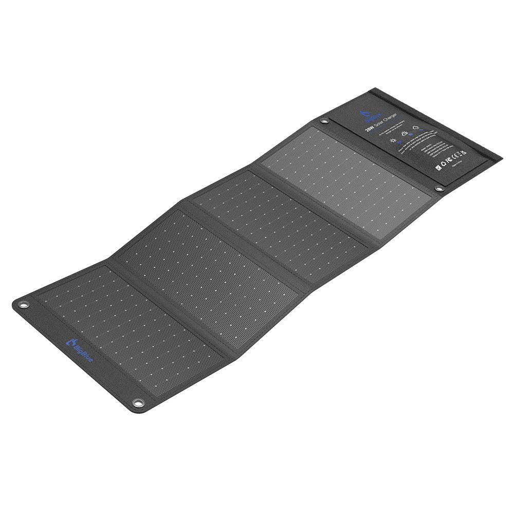 BigBlue SolarPowa 28 28W Solar Panel No Ammeter 25 4% High Conversion Efficiency Smart Charging USB-A/USB-C Outputs for Ou