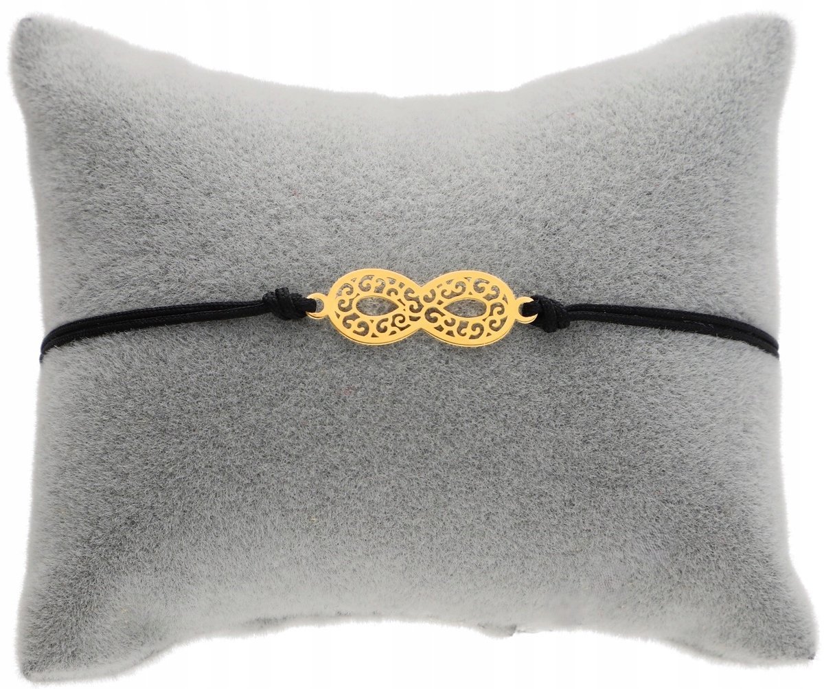 ZŁOTA BRANSOLETKA sznurkowa NIESKOŃCZONOŚĆ AŻUR INFINITY SREBRO 925