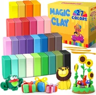 Masy plastyczne - MAGICZNA MODELINA PLASTELINA MASA PLASTYCZNA ZESTAW 27 KOLORÓW DUŻY - miniaturka - grafika 1