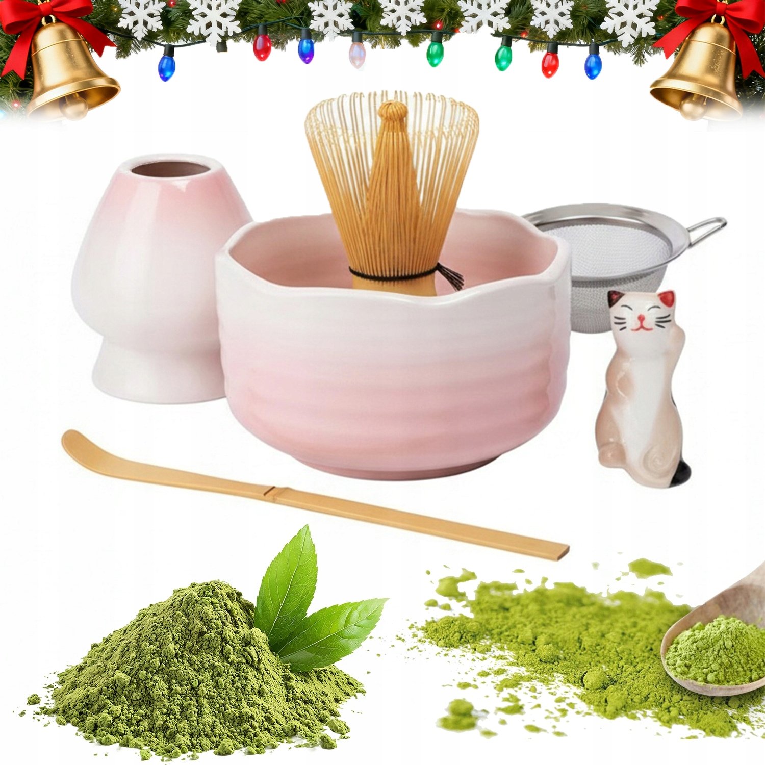 6W1 Bambusowy Zestaw Do Robienia Matchy Trzepaczka Łyżka Chasen, Miotełka