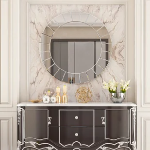 WISFOR Okrągłe lustro 80cm, nowoczesne lustro ścienne dekoracyjne lustro o luksusowym designie, lustro do makijażu lustro łazienkowe salon łazienka przedpokój, szkło - Lustra - miniaturka - grafika 1