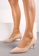 Czółenka - Ciemnobeżowe Czółenka na Szpilce w Klasycznym Stylu Savora - miniaturka - grafika 1