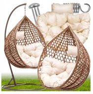 Fotele ogrodowe wiszące - KANZA Fotel WISZACY G422 BRĄZOWY Z POKROWCEM - miniaturka - grafika 1