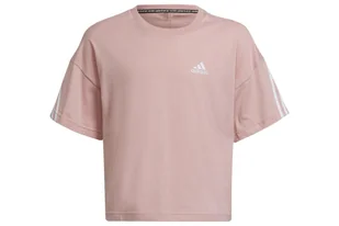 Koszulka dziewczęca Adidas Fi 3S Tee bawełniana różowa-110 - Koszulki dla dziewczynek - miniaturka - grafika 1