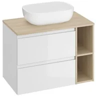 Szafki łazienkowe - Cersanit Moduo SET B686 umywalka 50x36 cm nablatowa z szafką 80 cm biała/dąb S801-443 - miniaturka - grafika 1