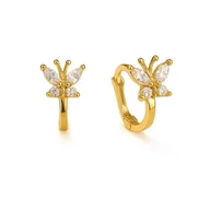 Biżuteria dla dzieci - Srebrne kolczyki dziecięce pozłacane motylki z białymi cyrkoniami - miniaturka - grafika 1