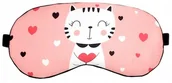 Akcesoria do bielizny - Opaska Na Oczy Do Spania Maska Satyna Kotek Serce - miniaturka - grafika 1