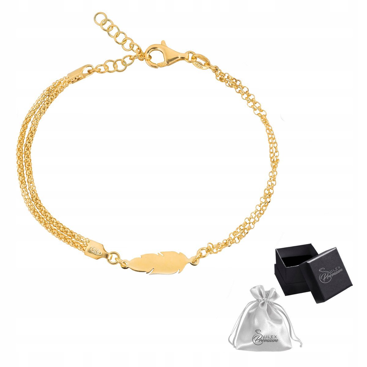 Bransoletka srebrna pr. 925 PIÓRKO Elegancka Złota Bransoletka dla Niej