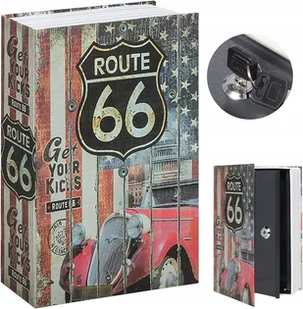 KASETKA METALOWA KSIĄŻKA SEJF PIENIĄDZE ROUTE 66 - Sejfy i kasy pancerne - miniaturka - grafika 1