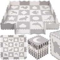 Maty piankowe - Mata edukacyjna z obrzeżem puzzle piankowe dla dzieci 150x150 cm pianka EVA szara - miniaturka - grafika 1