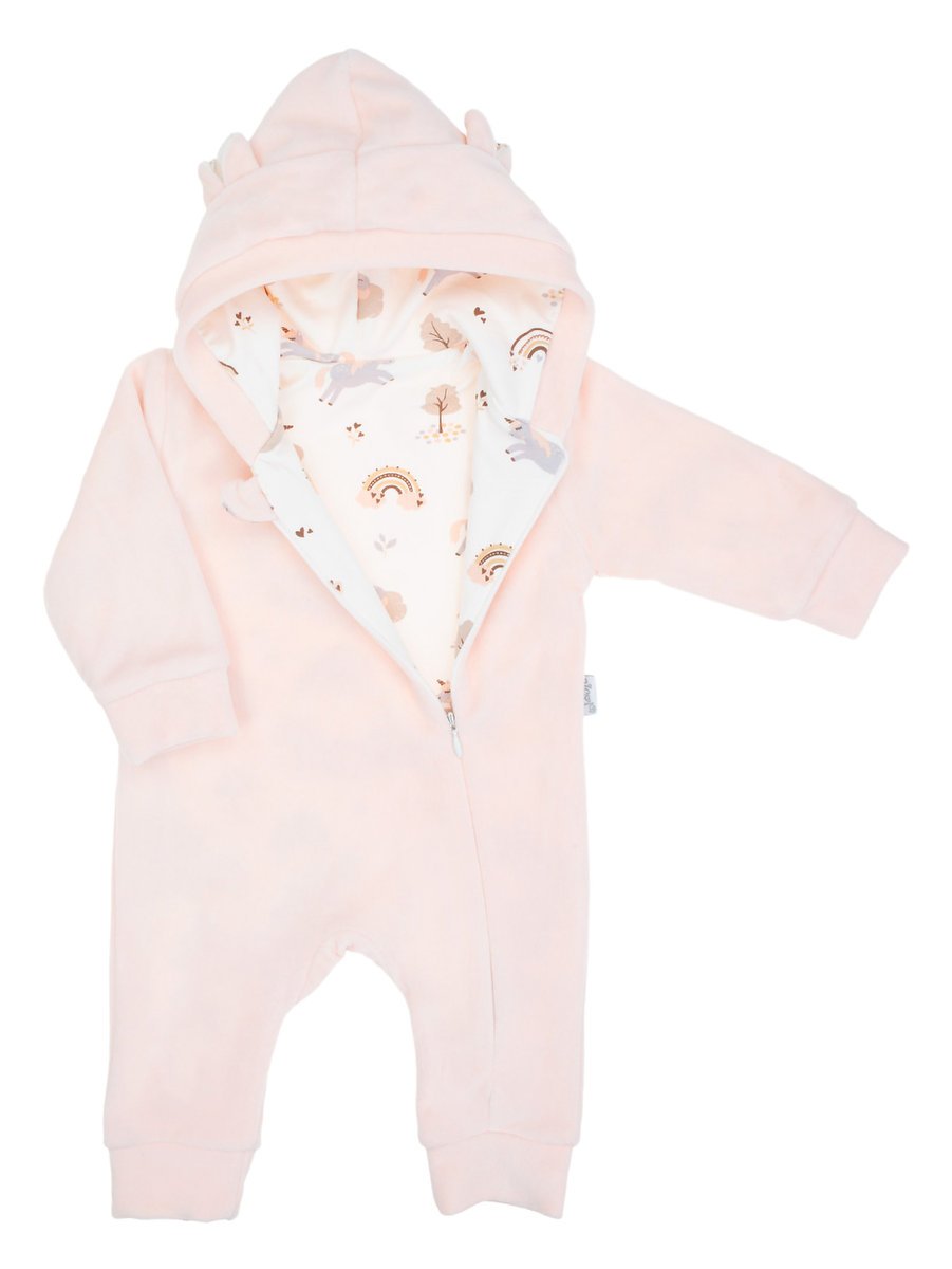 Dziewczęcy kombinezon welurowy z podszewką łososiowy Nicol r.80