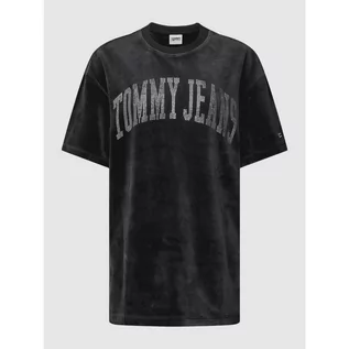 Koszulki i topy damskie - T-shirt z imitacji weluru - Tommy Jeans - grafika 1