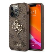 Etui i futerały do telefonów - Guess 4G Big Metal Logo - Etui iPhone 13 Pro Max brązowy 3666339024901 - miniaturka - grafika 1