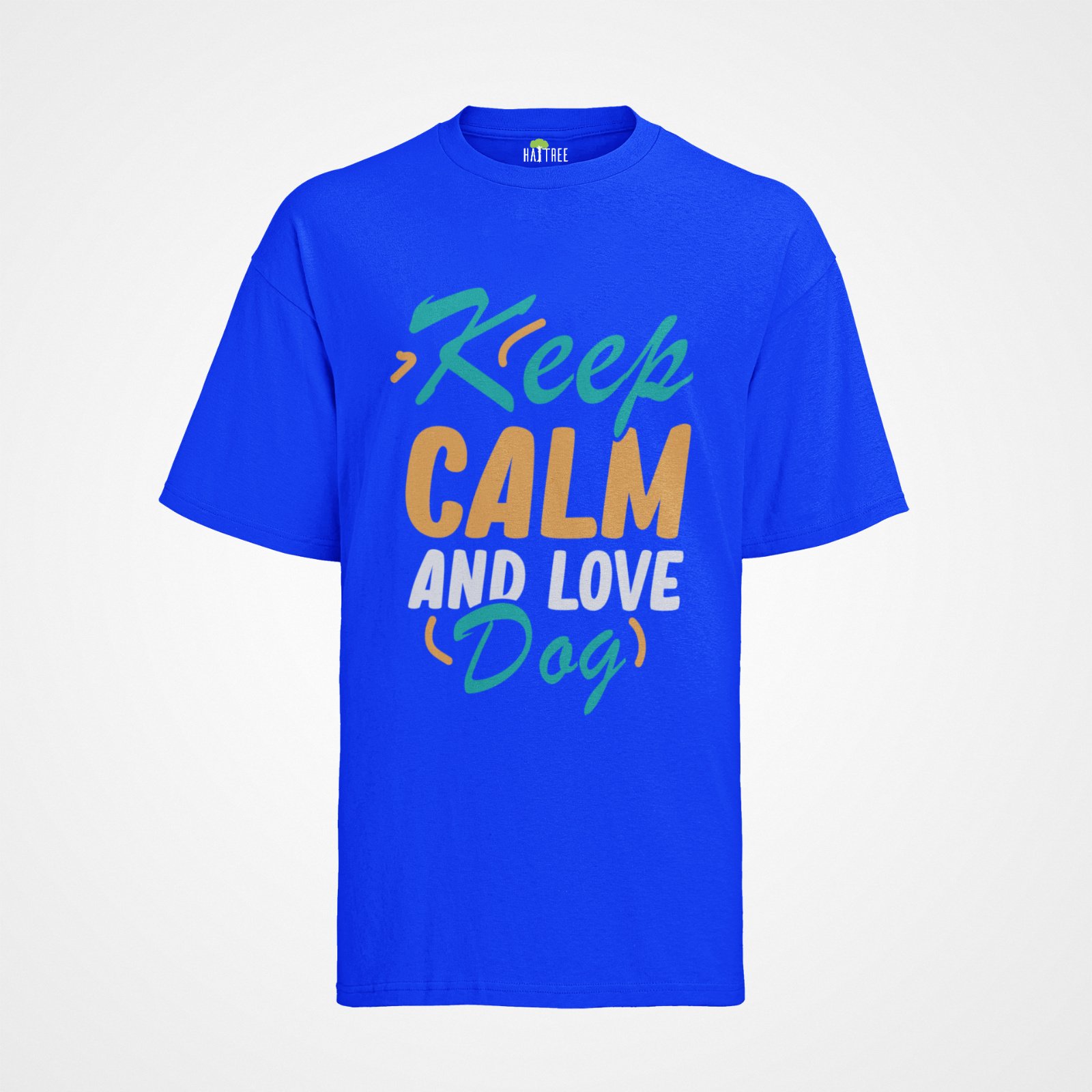 Organiczny męski t-shirt dla psa z napisem Keep Calm and Love Dog