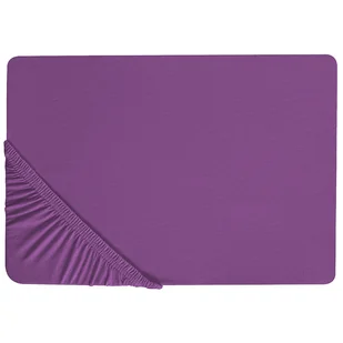 Bawełniane prześcieradło z gumką 90 x 200 cm fioletowe JANBU - Prześcieradła - miniaturka - grafika 1