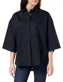 Koszule damskie - French Connection Damska koszula Rhodes Sustainable Poplin z krótkim rękawem Popover zapinana na guziki, Marine, S - grafika 1