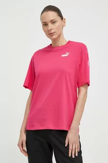 Koszulki sportowe damskie - Puma t-shirt bawełniany damski kolor różowy 675994 - grafika 1