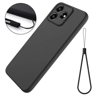 Do ZTE Blade V50 Design 4G Etui na telefon Płynny silikonowy pokrowiec z miękką wyściółką Czarny - Etui i futerały do telefonów - miniaturka - grafika 1