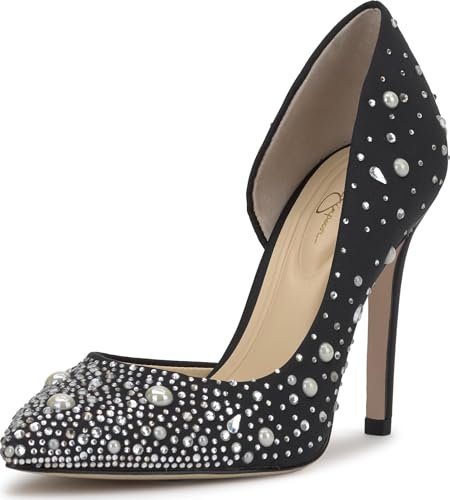 Jessica Simpson Damskie czółenka Prizma z koronką na palcach D'Orsay Heels, czarny, 40 EU
