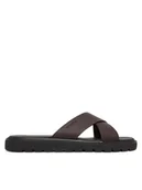 Klapki i japonki męskie - Calvin Klein Klapki Sq Molded Sandal Xcross Lth HM0HM02235 Brązowy - miniaturka - grafika 1