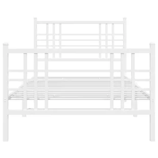 Metalowa rama łóżka z wezgłowiem i zanóżkiem, biała, 90x200 cm - Łóżka - miniaturka - grafika 5
