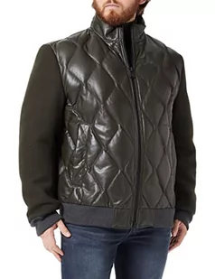 BOSS Męska kurtka Jomix skórzana, ciemnozielony, 44 - Kurtki męskie - miniaturka - grafika 1