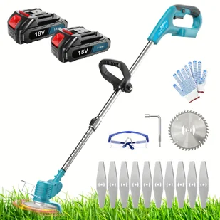 TEMU Bezprzewodowy Trymer do Trawy Kompatybilny z Akumulatorem Makita 18V, 2x Baterie Litowo-Jonowe o Pojemności 3000mAh, Lekki Zestaw z Regulacją - Inne - miniaturka - grafika 1