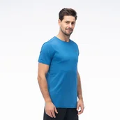 Koszulki męskie - HI-TEC Koszulka Biegowa Męska Niebieska HADI S - miniaturka - grafika 1