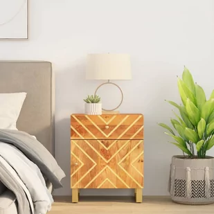 vidaXL Szafka nocna, brązowo-czarna, 50x33x60 cm, lite drewno mango - Szafki nocne - miniaturka - grafika 1