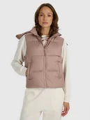 Kurtki damskie - 4F Bezrękawnik puchowy z naturalnym wypełnieniem damski - beżowy L - miniaturka - grafika 1